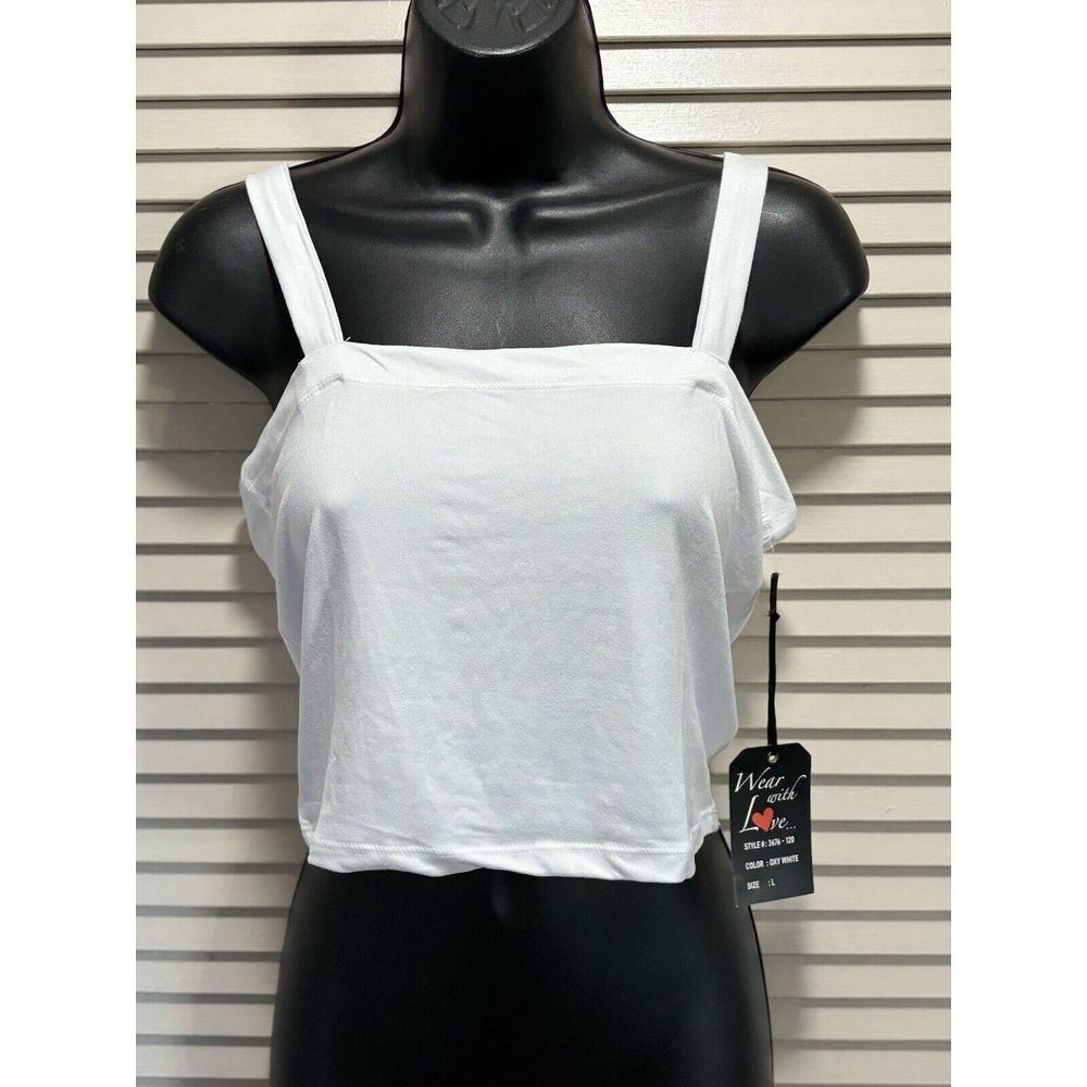 Splash Tank Top Cropped‎ Size Large White Strap Soft NWT